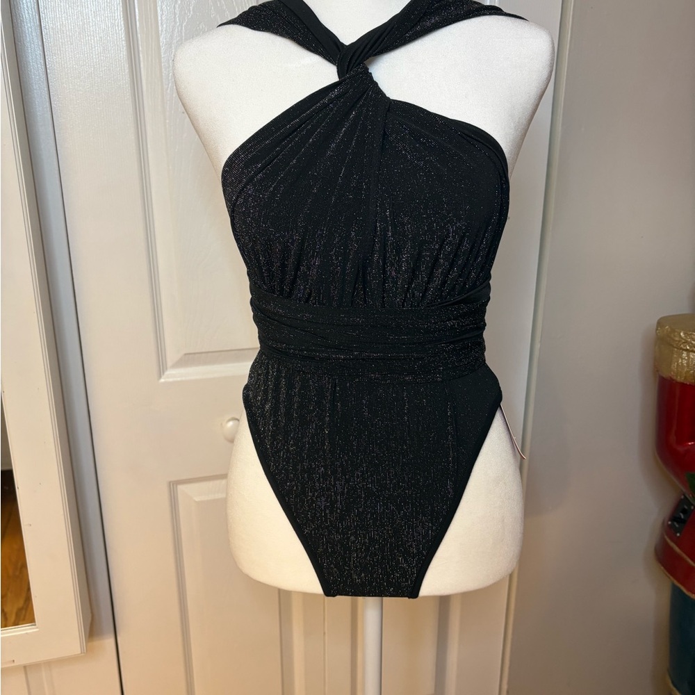Black Shimmer One-Piece Bodysuit - Picture 8 of 9